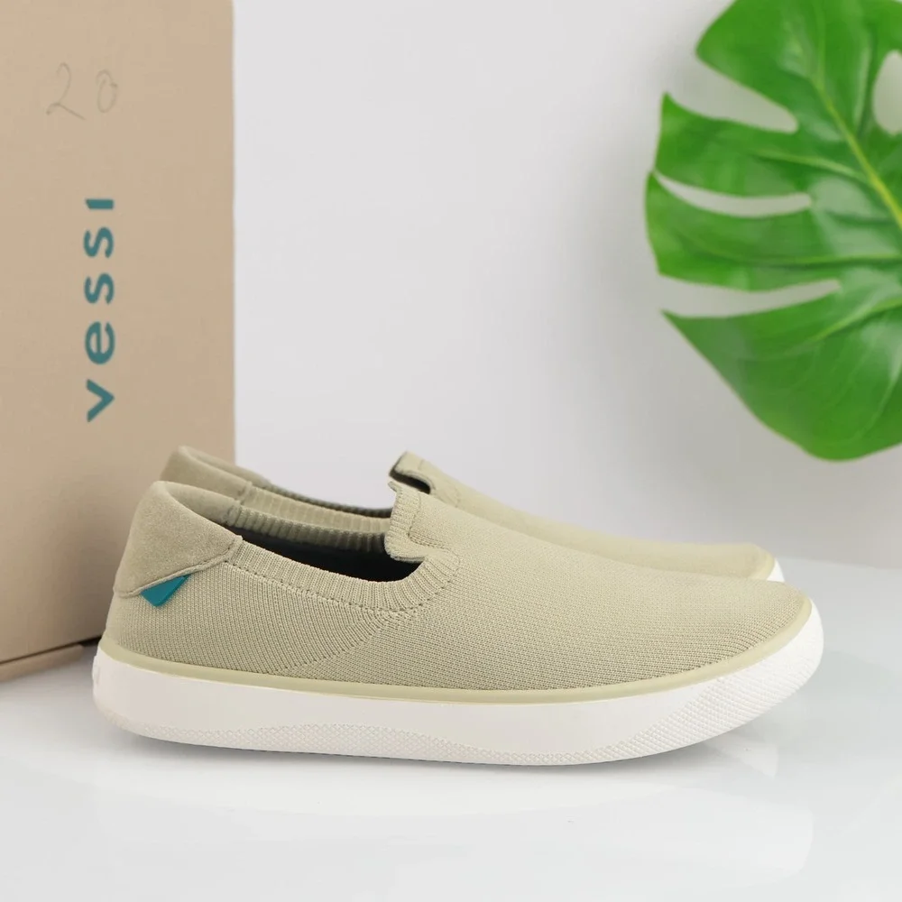 Vessi Womens Boardwalk Slip-On Sneakers Size 7 Waterproof Sage Green Flat Shoes